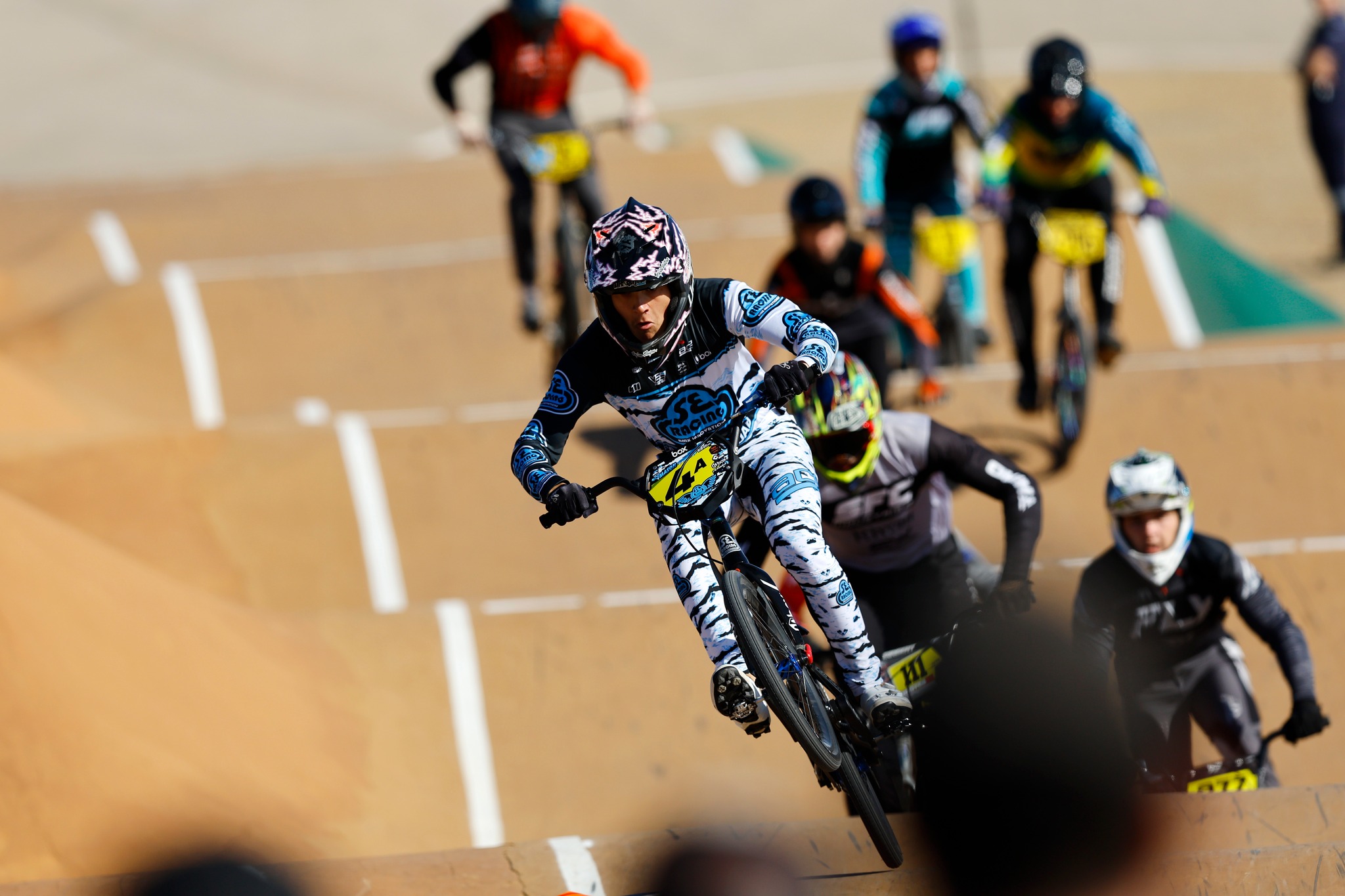 Mason Thorn racing at Round 2 of the 2025 AusCycling BMX Racing National Series in Shepparton. Picture: Con Chronis